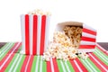 Popcorn in a pot on the table isolated on white background Royalty Free Stock Photo