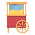 Popcorn push cart icon, cartoon style Royalty Free Stock Photo