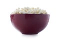 Popcorn in red bowl