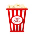 Popcorn in the red box vector isolated. Tasty snack