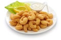 Popcorn shrimp with tartar sauce Royalty Free Stock Photo