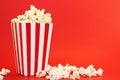 A popcorn sitting on top of a table. Royalty Free Stock Photo