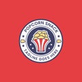 Popcorn snack logo icon round badge sticker