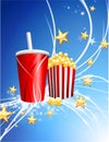 Popcorn and Soda on Abstract Modern Light Background Royalty Free Stock Photo