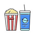 popcorn soda drink color icon vector illustration