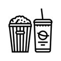 popcorn soda drink line icon vector illustration Royalty Free Stock Photo