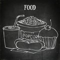 Popcorn, soda takeaway. Royalty Free Stock Photo