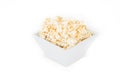 Popcorn in a square shape bowl