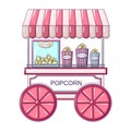Popcorn street shop icon, cartoon style Royalty Free Stock Photo