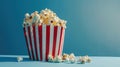 The popcorn in striped box..AI generated image Royalty Free Stock Photo