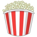 Popcorn in Striped Box Bucket Container Illustration Vector