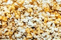 Popcorn texture background. Pile of pop corn behind the glass Royalty Free Stock Photo