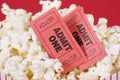 Popcorn and tickets Royalty Free Stock Photo
