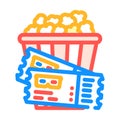 popcorn tickets cinema color icon vector illustration