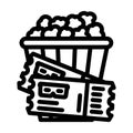 popcorn tickets cinema line icon vector illustration