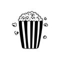 Popcorn vector illustration in cute hand-drawn style isolated on white background Royalty Free Stock Photo