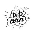 Popcorn vector illustration and lettering design Royalty Free Stock Photo
