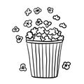 Popcorn. Vector linear illustration. Doodle style drawing