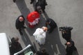 Pope Benedict blesses a child at the entrance to the Zagreb Cathedral