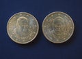 Pope Benedict XVI and Francis I 50 cents coins Royalty Free Stock Photo