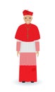 Pope or cardinal character in characteristic clothes isolated on a white background. Catholic priest in cassock.