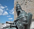 Papa Luna statue in Peniscola, Castellon - Spain Royalty Free Stock Photo