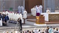 Pope Francesco Bergoglio celebrates the Corpus Domini mass in Sant Monica square in Rome Royalty Free Stock Photo