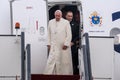 Pope Francis, arriving at Riga International Airport