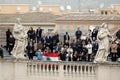 Pope Francis gives the blessing Urbi et orbi from the central balcony of the Basilica of San Pietro Royalty Free Stock Photo