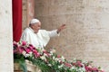 Pope Francis gives the blessing Urbi et orbi from the central balcony of the Basilica of San Pietro Royalty Free Stock Photo