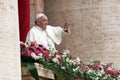 Pope Francis gives the blessing Urbi et orbi from the central balcony of the Basilica of San Pietro Royalty Free Stock Photo