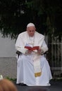 Pope Francis meeting with young people in front of the cathedral in Skopje Royalty Free Stock Photo