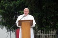 Pope Francis meeting with young people in front of the cathedral in Skopje Royalty Free Stock Photo