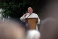 Pope Francis meeting with young people in front of the cathedral in Skopje Royalty Free Stock Photo