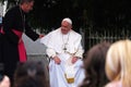 Pope Francis meeting with young people in front of the cathedral in Skopje Royalty Free Stock Photo