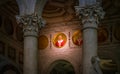 Pope Francis mosaic in the Basilica of Saint Paul Outside the Walls, in Rome. Royalty Free Stock Photo