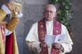 Pope Francis with other Priests visiting Armenia Ejmiadzin Royalty Free Stock Photo