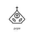 Pope icon. Trendy modern flat linear vector Pope icon on white b