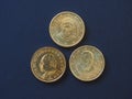 Pope John Paul II, Benedict XVI and Francis I 50 cents coins Royalty Free Stock Photo