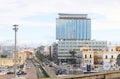 GALLIPOLI, ITALY, MARCH, 28, 2023: Cityscape of Gallipoli from The Pope John Paul II Bridge, Apulia, Italy, Europe.