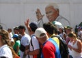 Pope John Paul II graffiti waves at crowd in a protests in the streets of Caracas Venezuela against the government of Nicolas Royalty Free Stock Photo