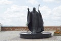 Pope John Paul II public statue at Nitra castle church courtyard Royalty Free Stock Photo