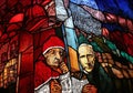 Pope John XXIII and Pierre Teilhard de Chardin, stained glass window at Holy Spirit church in Ellwangen, Germany