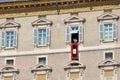 Pope speaking to pilgrims in St. Peter`s Square Royalty Free Stock Photo