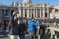 Pope uudience on st. Peter`s square in Vatican Royalty Free Stock Photo