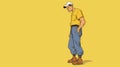 Cartoon Man In Jeans: A Fusion Of Old Timey And Hip Hop Aesthetics