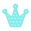 Popit blue crown a fashionable silicon toy for fidgets. Addictive anti-stress toy in pastel pink color. Bubble sensory