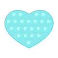 Popit blue heart as a fashionable silicon fidget toy. Addictive anti-stress cute toy in pastel colors. Bubble sensory