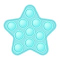 Popit a fashionable silicon blue star fidget toy. Addictive anti-stress star toy in pastel colors. Bubble sensory