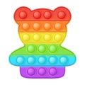 Popit figure bear a fashionable silicon toy for fidgets. Addictive anti stress toy in bright rainbow colors. Bubble